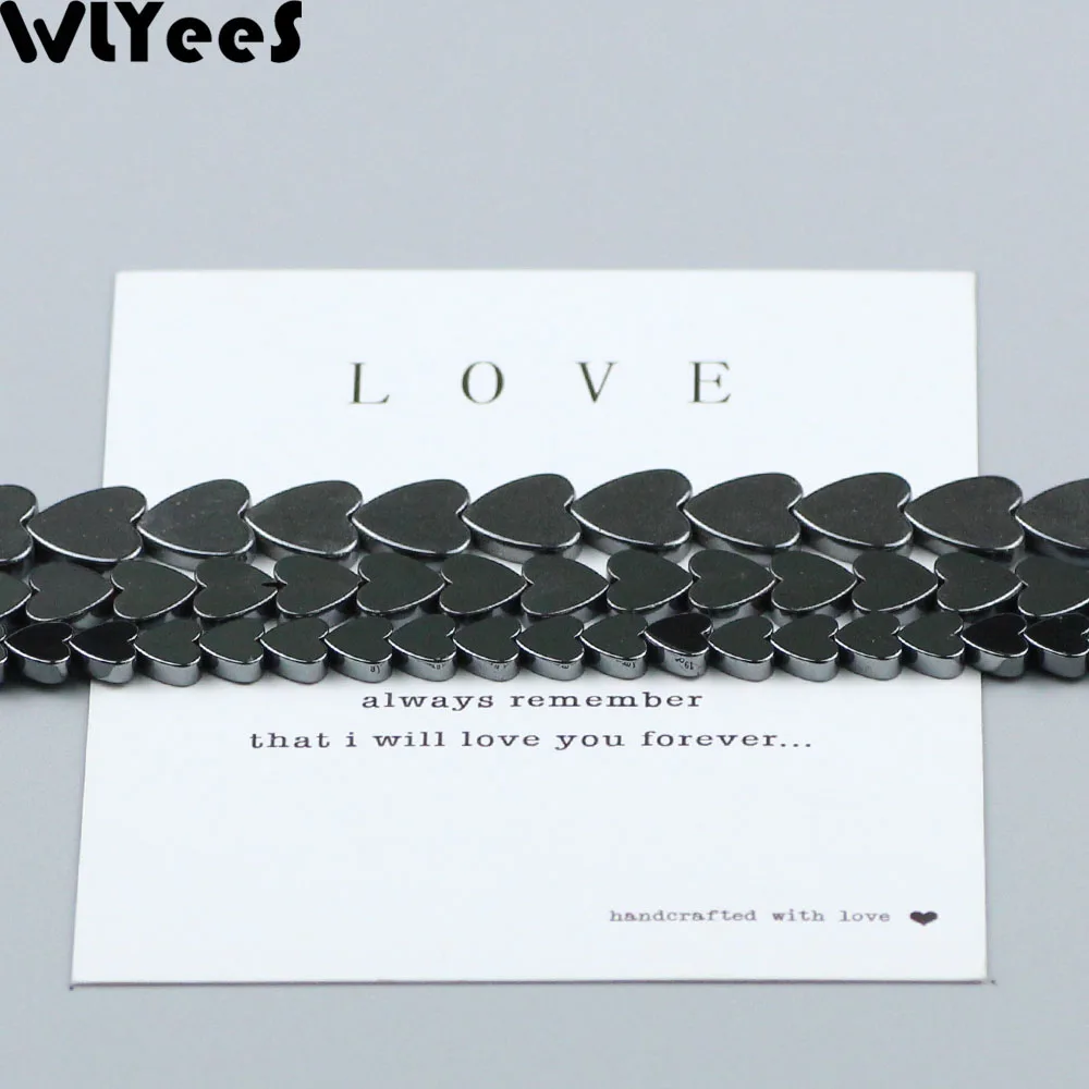 WLYeeS Love heart Shape Hematite Bead Natural Stone Peach Heart Loose Space Bead for Jewelry Bracelet Earring Pendant Making DIY