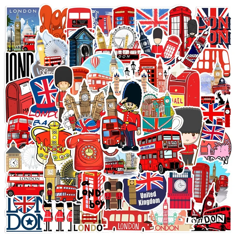 10/30/50pcs rot London Aufkleber ästhetische PVC DIY Kinder koreanische Briefpapier Schule liefert Dekoration Scrap booking für Kinder