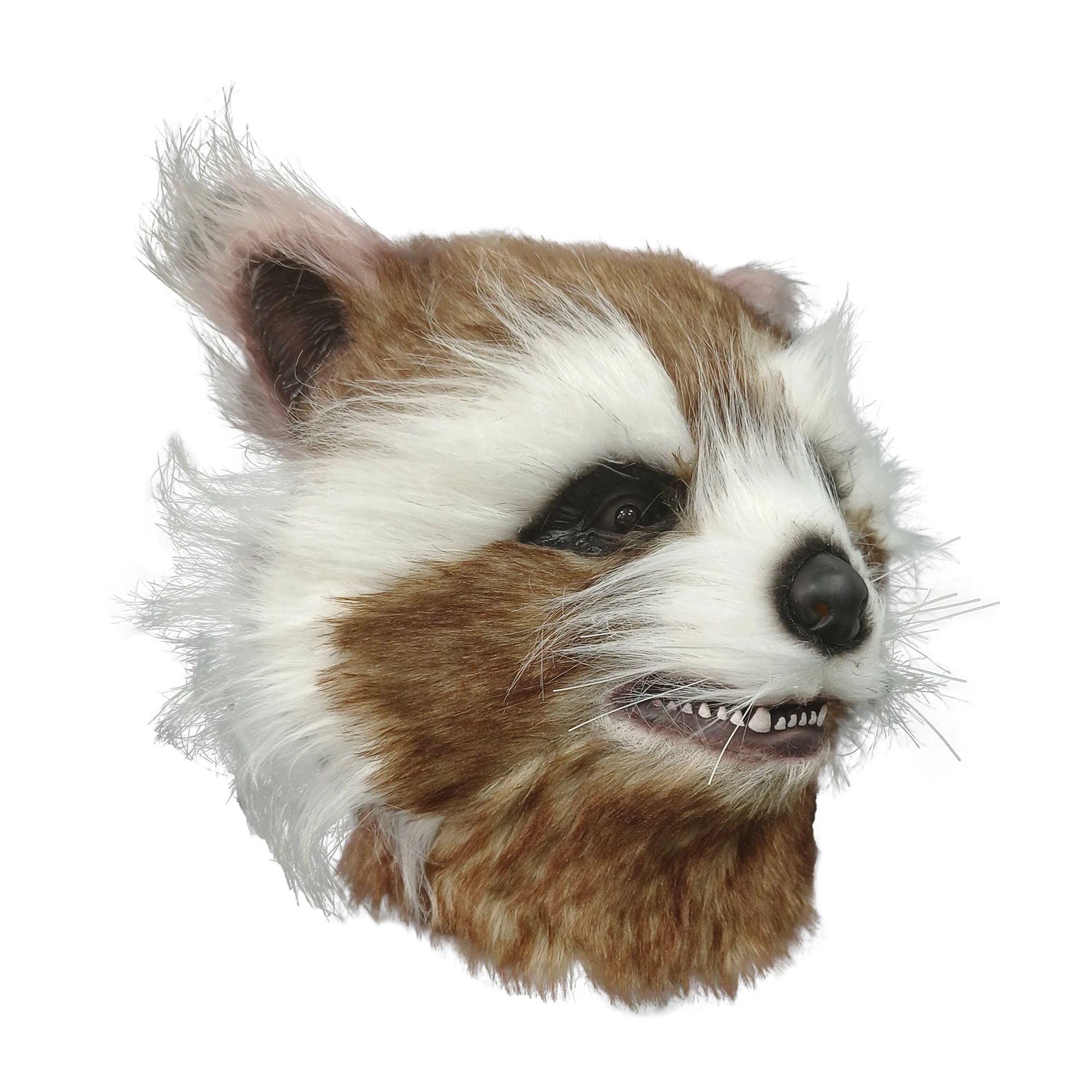 毛皮の動物アライグマのコスプレヒーローアライグマラテックスフードマスク、ハロウィンコスプレコスチュームマスク小道具