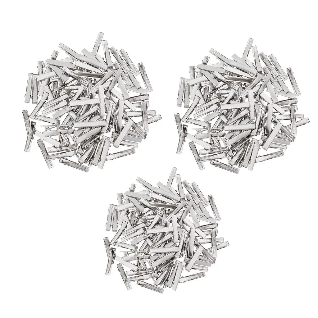 Fashion Hair Clips Duckbill Iron Silver Single Prong Square Barrette Pack for Hair Styling and DIY Supplies