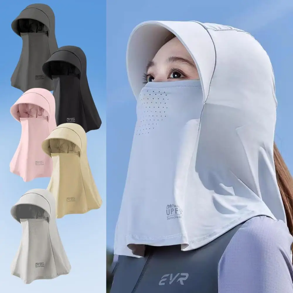 6-Color Full-Face Neck-Protective Sun Hat with UV Protection, Ponytail Hole, Breathable Outdoor Face Cover