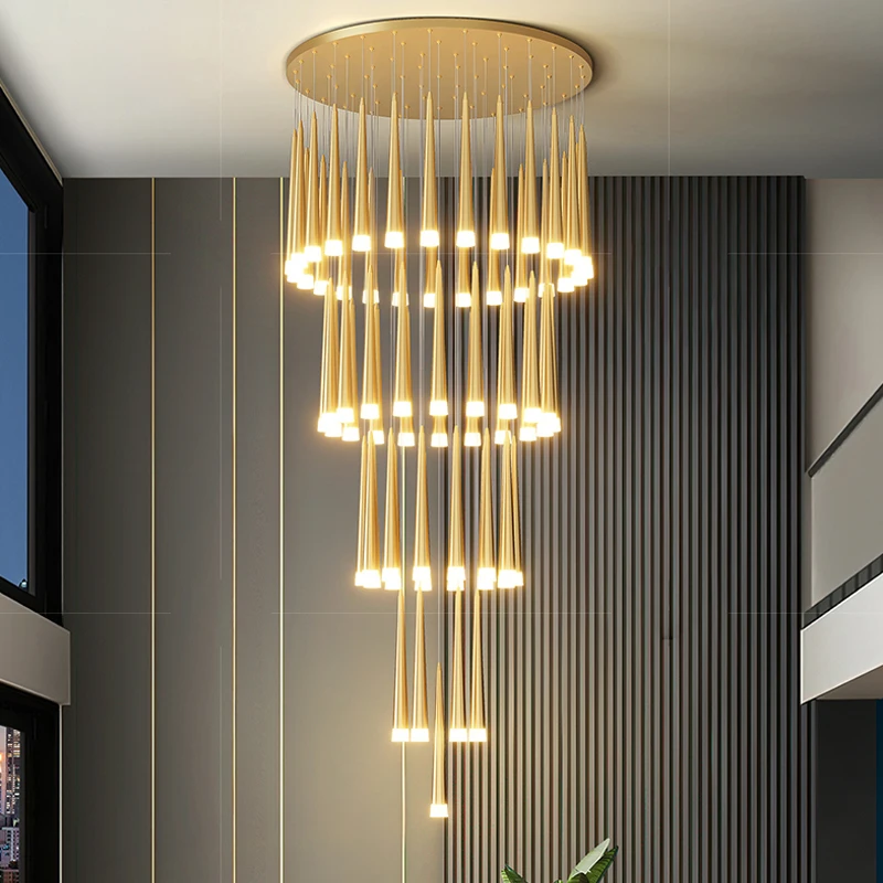 Nordic Home Decoration Chandelier LED Restaurant Luxury Long Pendent Lamp Villa Hanging Stairs Pendant Living Room Ceiling Light