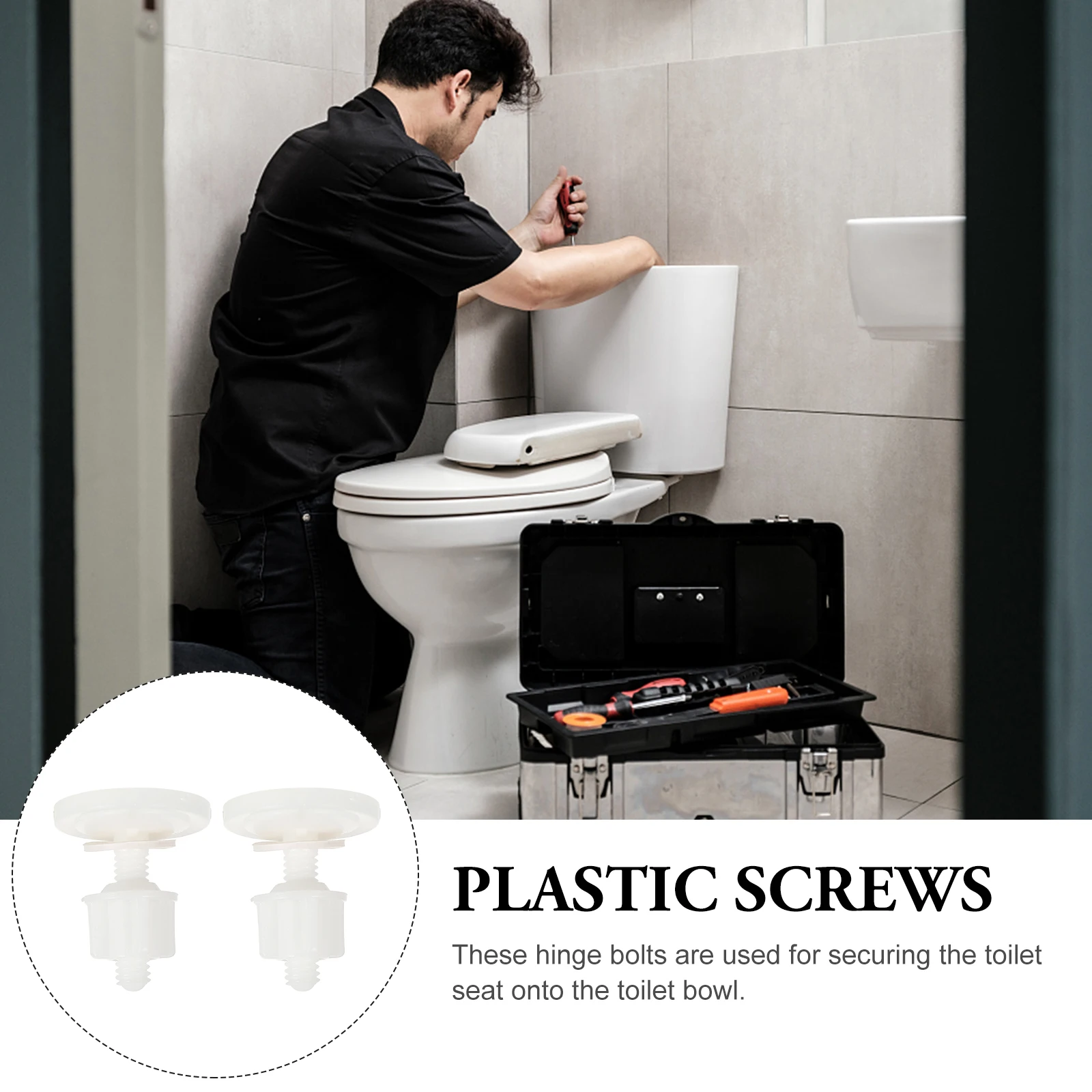 

2Set Toilet Seat Installation Kit Plastic Hinge Screws and Nuts for Secure Fastening Replacement Fixing Hardware
