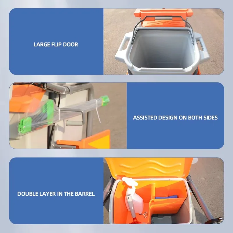 

HandPush Hospital Hotel Commercial Janitorial Cleaning Mobile Trolley Cart Manufacturer Wheel Outdoor Sanitation Vehicle Trolley
