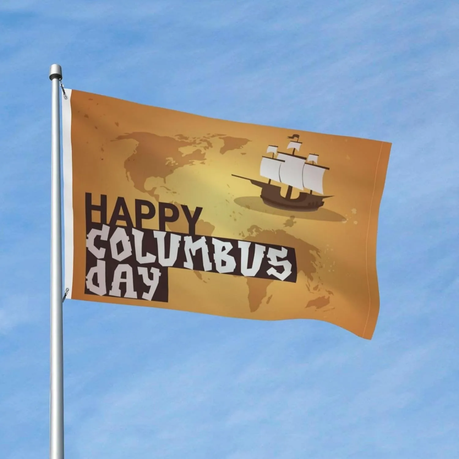 Happy Columbus Day Ship Door Banner Outdoor Decorations Nautical Wall Hanging 3x60 Inch