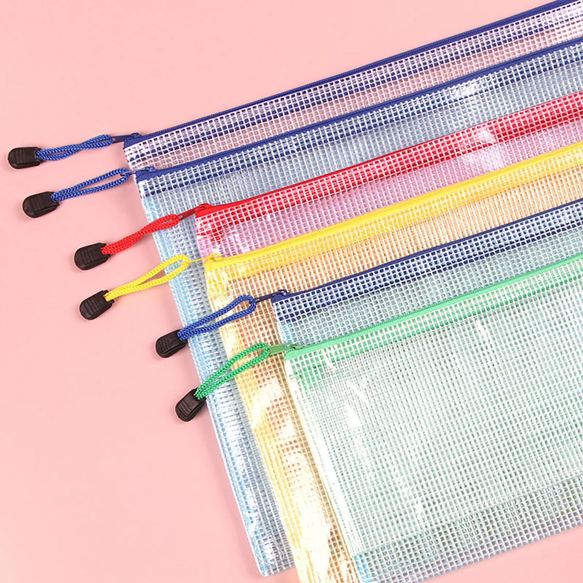 Stationery Storage Folder File Mesh Zipper Pouch Document Bag Office and Educational Supplies Storage Students Stationery