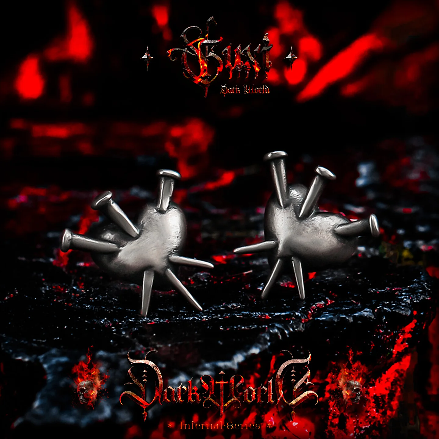 

Stab Heart Vintage Earrings for Women Men 925 Silver Earrings Inferno Series Single Punk Hip-hop Trendy Heart Ear Hole Jewelry