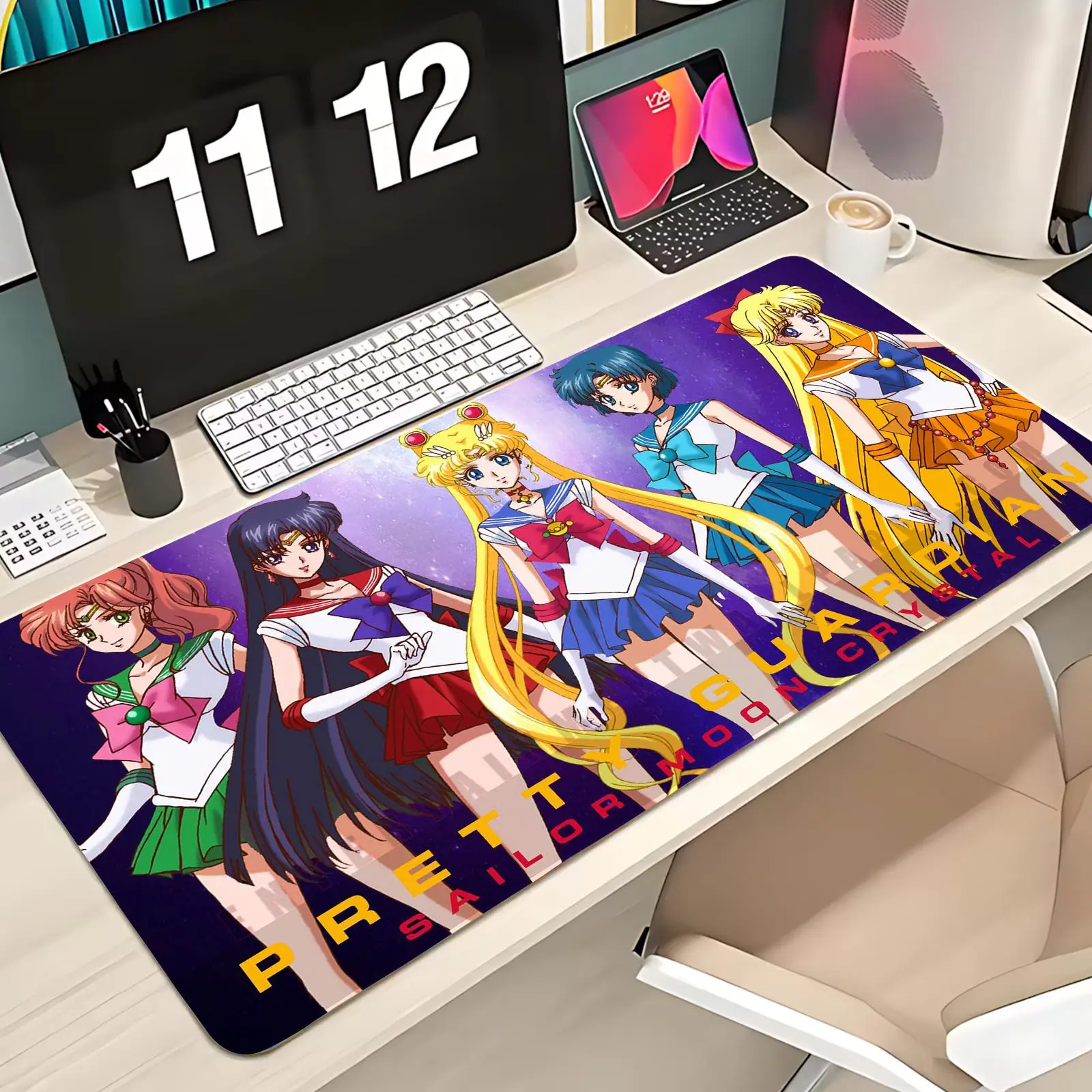 Pretty Soldier Sailor Moon Mouse Pad Large Extended Gaming Mouse Pad Non-Slip Base for Desk,Game And Office