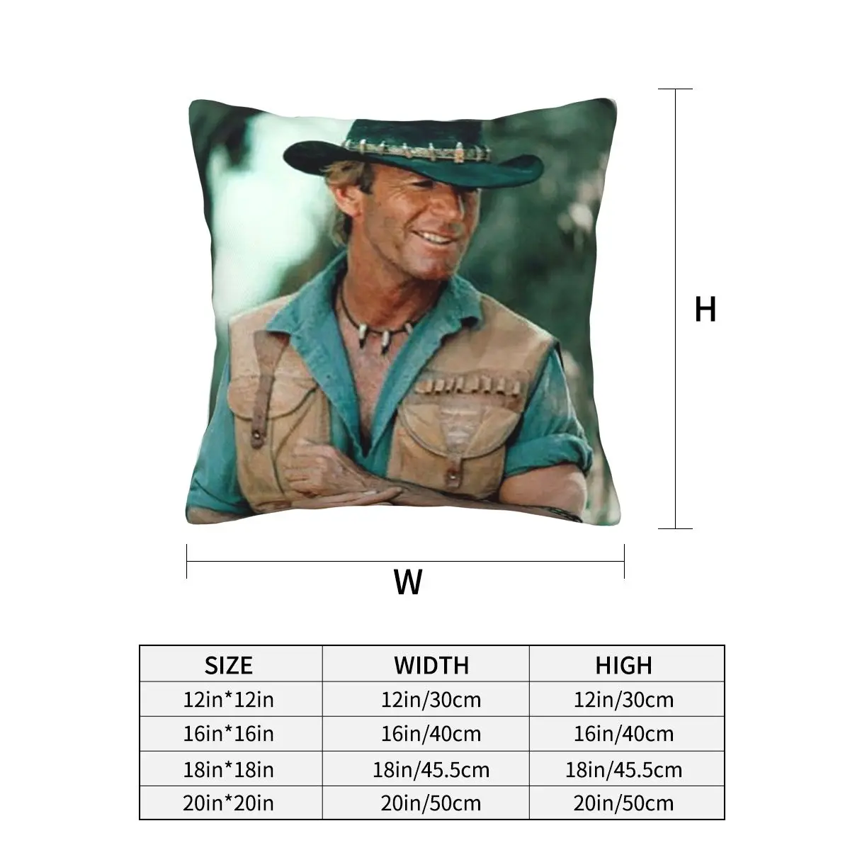 Paul Hogan Crocodile Dundee Square Pillowcase Pillow Cover Cushion Decor Comfort Throw Pillow for Home Bedroom