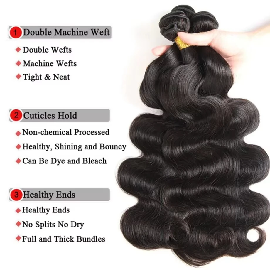 Body Wave Human Hair Bundles Raw Hair Bundles Human Hair Natural Brazilian Human Hair Extensions For Black Women 1/3/4 Pcs