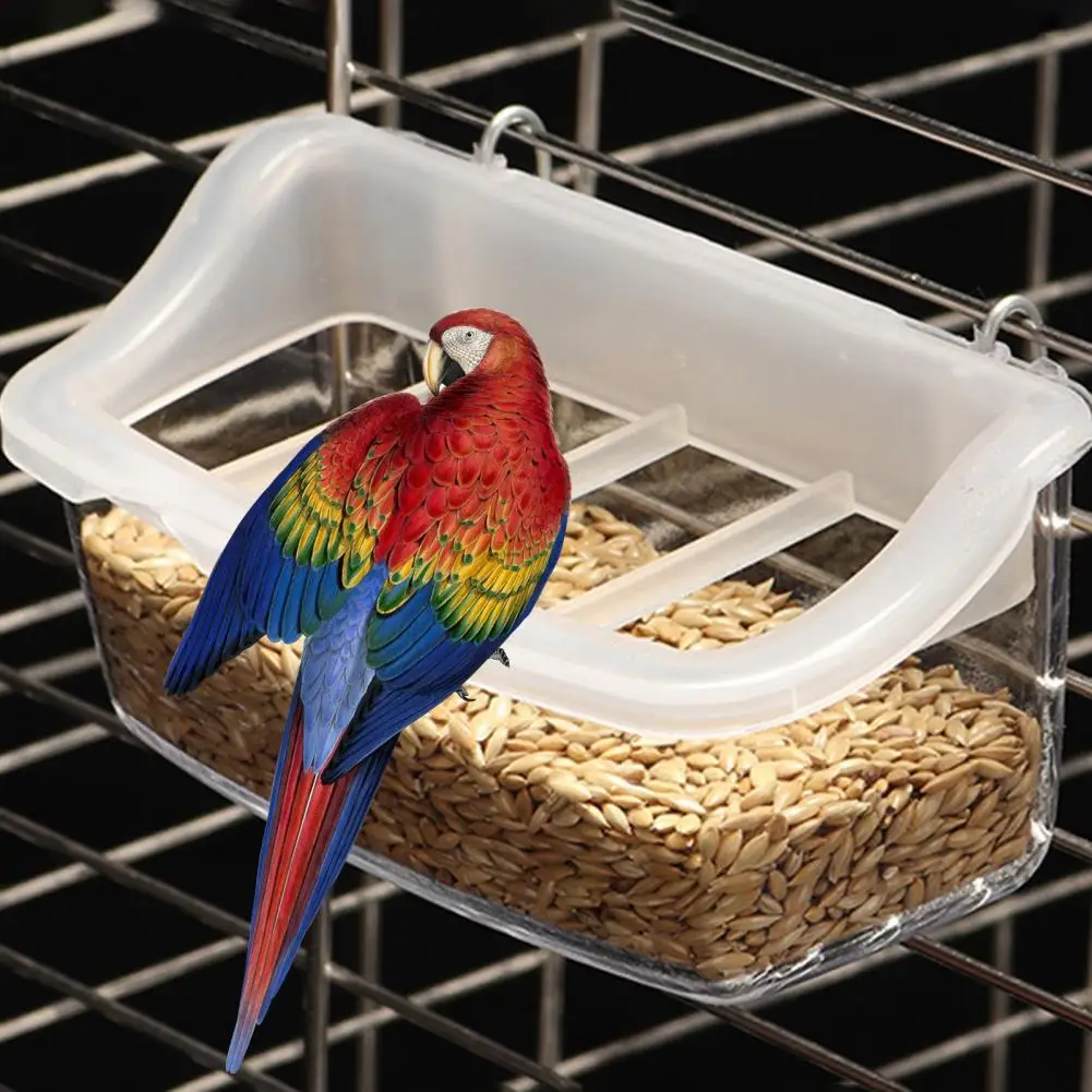 Bird Food Box Anti-splash Bird Feeder Hanging Bird Feeders for Cage Aviary Durable Transparent Boxes with for Pigeons