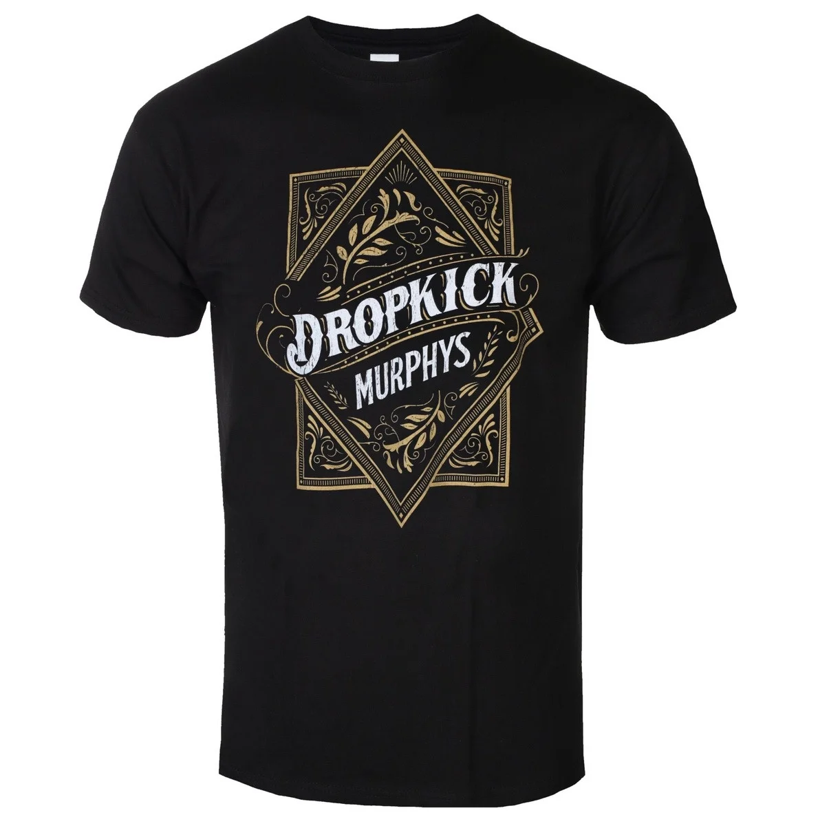 Dropkick Murphys Vintage Diamond Frame Logo Graphic Short Sleeve Top Men Women Irish‑Punk Band Retro Floral Ornament