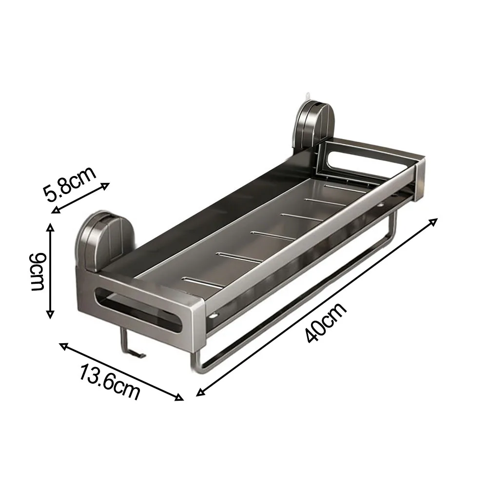 Wall Mounted Shower Shelf with Suction Cup Mounting Waterproof Structure Drainage Holes for Easy to Toiletries