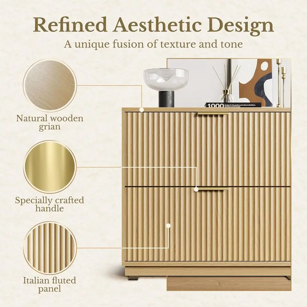 خزانة ملفات ذات درجين مزمر من خشب الجوز الخفيف 32 للمكتب المنزلي، تحمل ملفات قانونية/حرف/A4/F4 #3