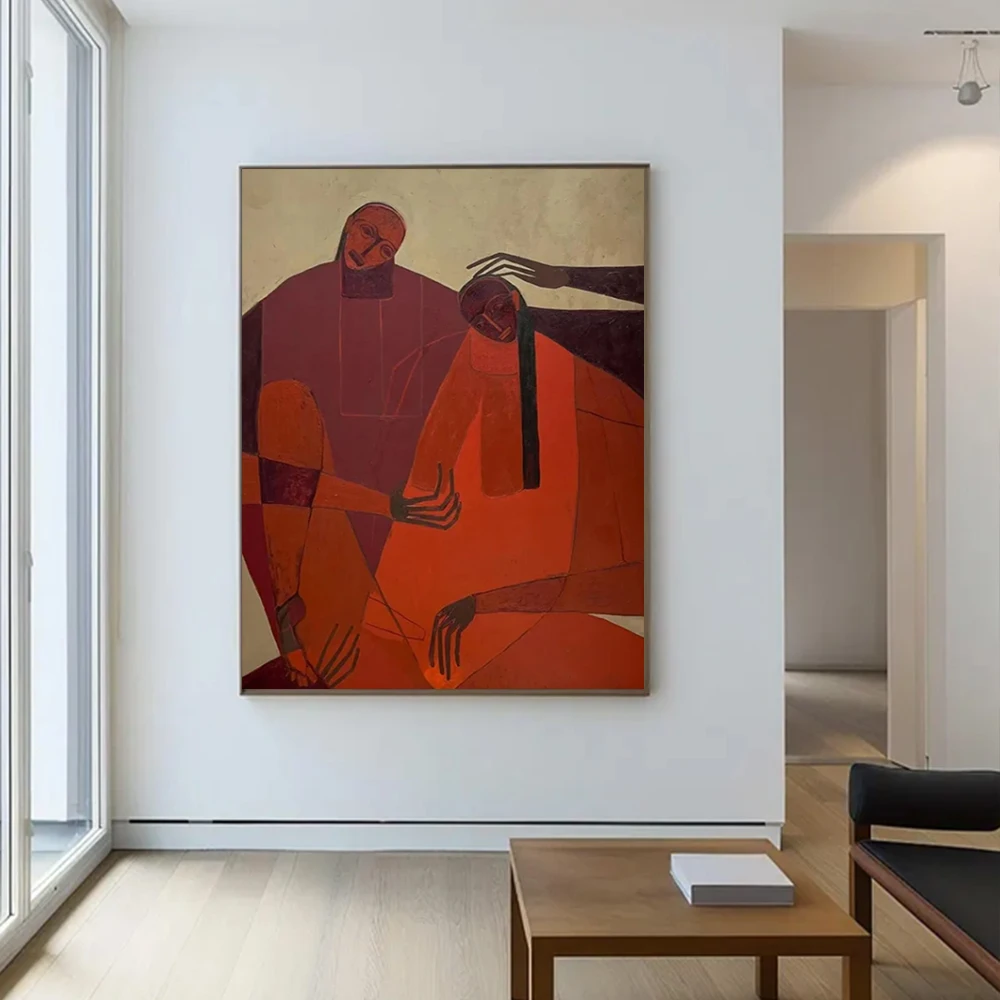 100% Handmade Abstract Oil Painting On Canvas Cardinal Wall Art Picture Thick Layer Big Mural For Home Living Room Decor Image