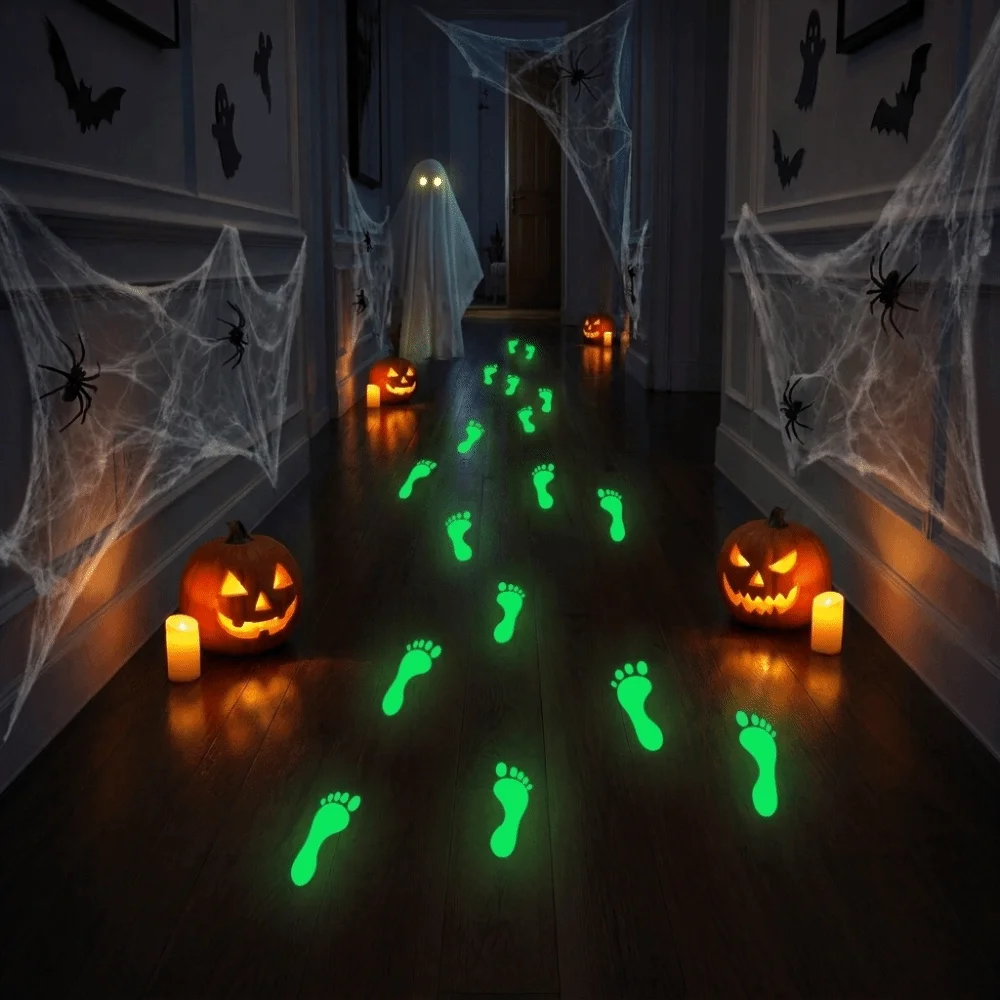 Waterproof 2D Flat Footprint Sticker Self-Adhesive Removable Glow in The Dark Stickers Unique Non-Slip Floor Wall Stickers