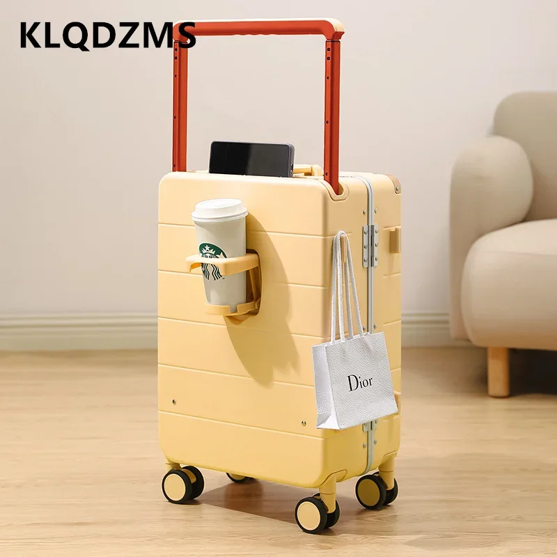 KLQDZMS Rolling Suitcase PC Aluminum Frame Boarding Box 20 “24” 26 Inches Large Capacity Trolley Case Men with Wheels Suitcase