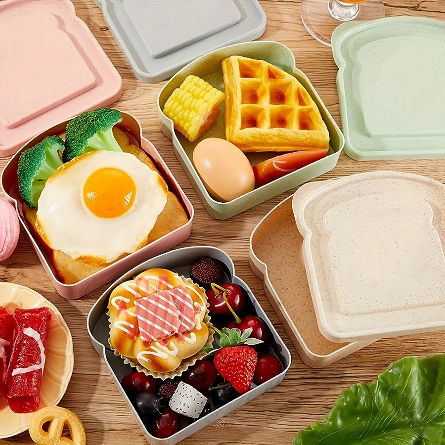 1pc Bento Boxes -Washed And Reused, Suitable for Storing Sandwiches Plastic Food Containers Are Safe for Microwaves