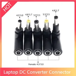 1pcs DC universal adapter 4.5*3.0mm female socket to 5.5x2.5 4.0x1.7 4.8x1.7mm male plug Right Angle 90 degree power connector