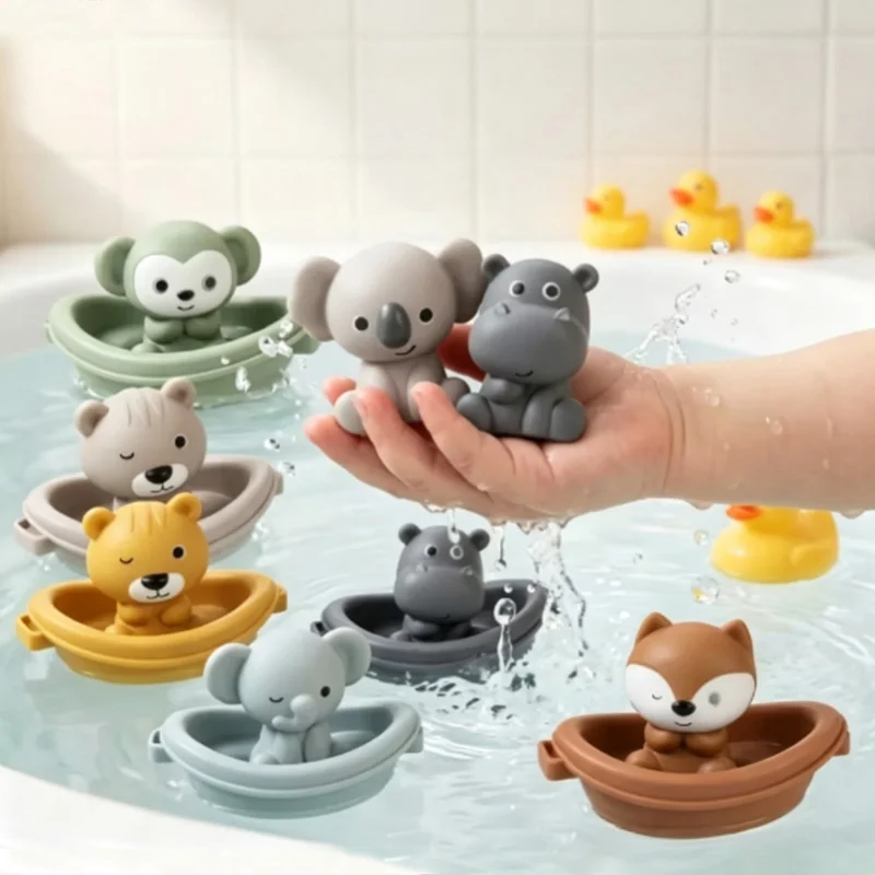 Silicone Baby Bath Toys Set Sensory Water Play for Bathtub Pool and Shower Encourages Toddler Pretend Play and Early Development