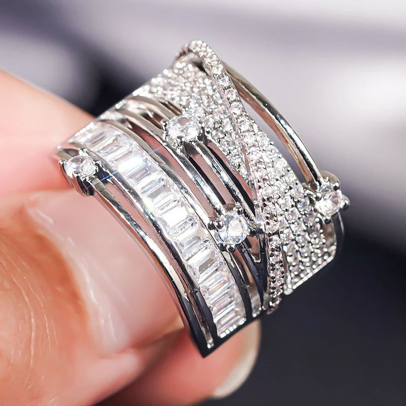 CAOSHI Shiny Three Color Available Wide Rings for Anniversary Versatile Design Lady Finger Jewelry Gift Exquisite Accessories