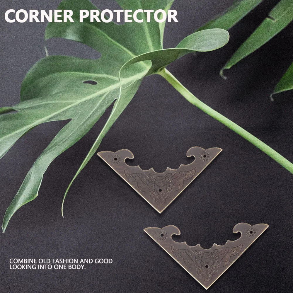 12pcs With Mounting Nails Metal Corner Protectors Bronze Finish Vintage Edge Cover Guards Flat Corner Hardware For Chest
