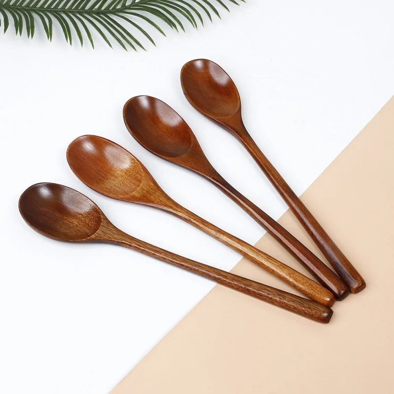 Wooden Spoon Soup Spoon And Fork Tableware Natural Ellipse Ladle Spoon  Eco Friendly Products Spoons For Cooking Bamboo Kitch