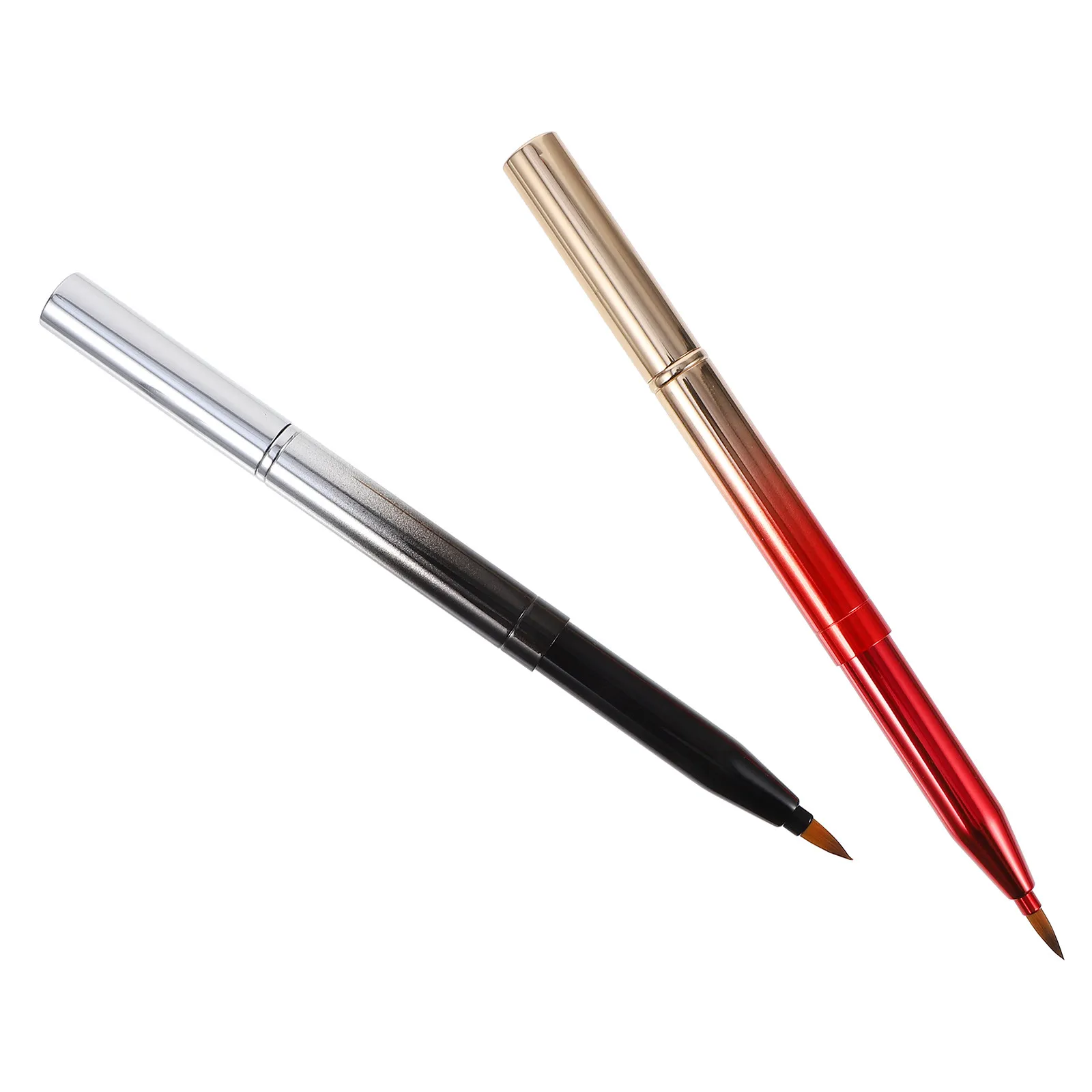 2Pcs Double-Ended Lip Brush Retractable Premium Soft Dense Bristles Even Application Lip Makeup Brush for Women Compact