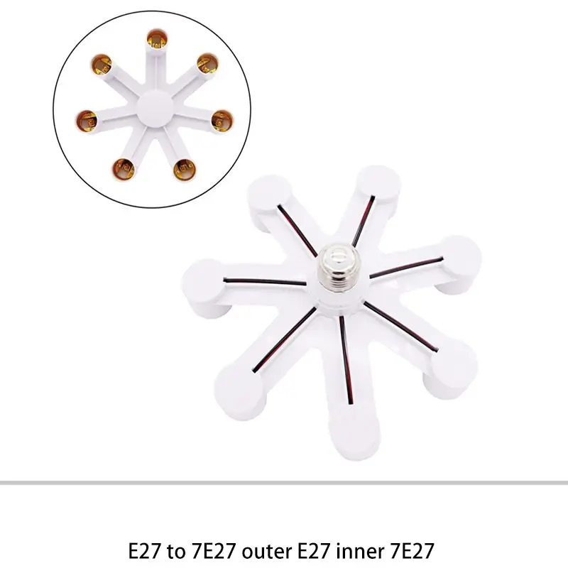 E27 7 In 1 หลอดไฟตัวแปลงอะแดปเตอร์ไฟโคมไฟฐานซ็อกเก็ตปลั๊กSplitterสำหรับLEDโคมไฟอะแดปเตอร์