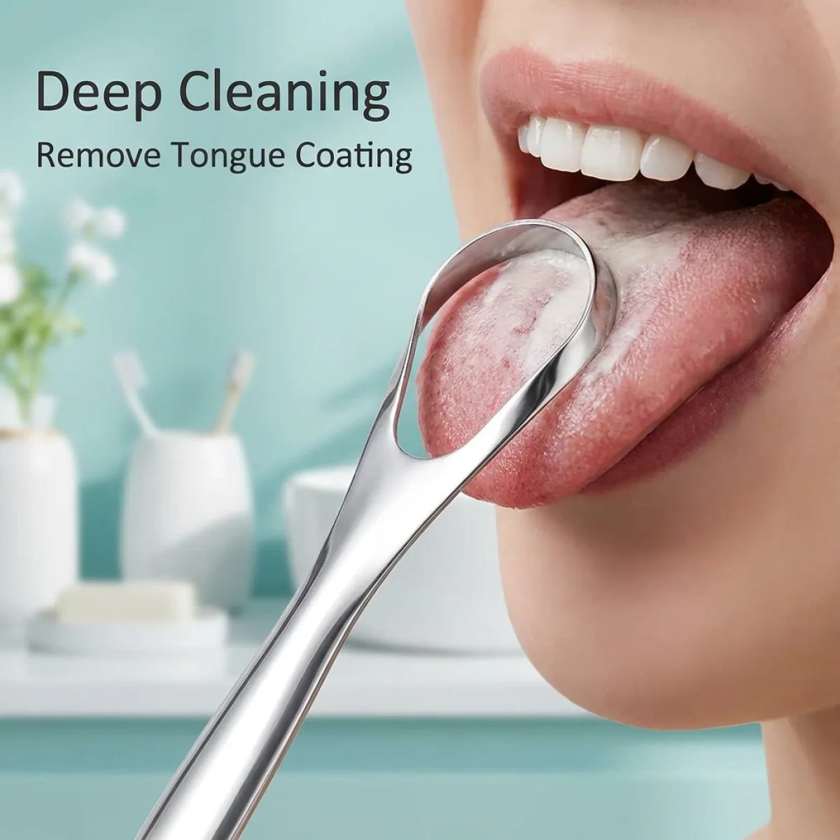 Stainless Steel Tongue Scraper–430J2,Smooth Edge Safe & Gentle, Deep Cleaning Remove Coating,Fresh Breath Treatment