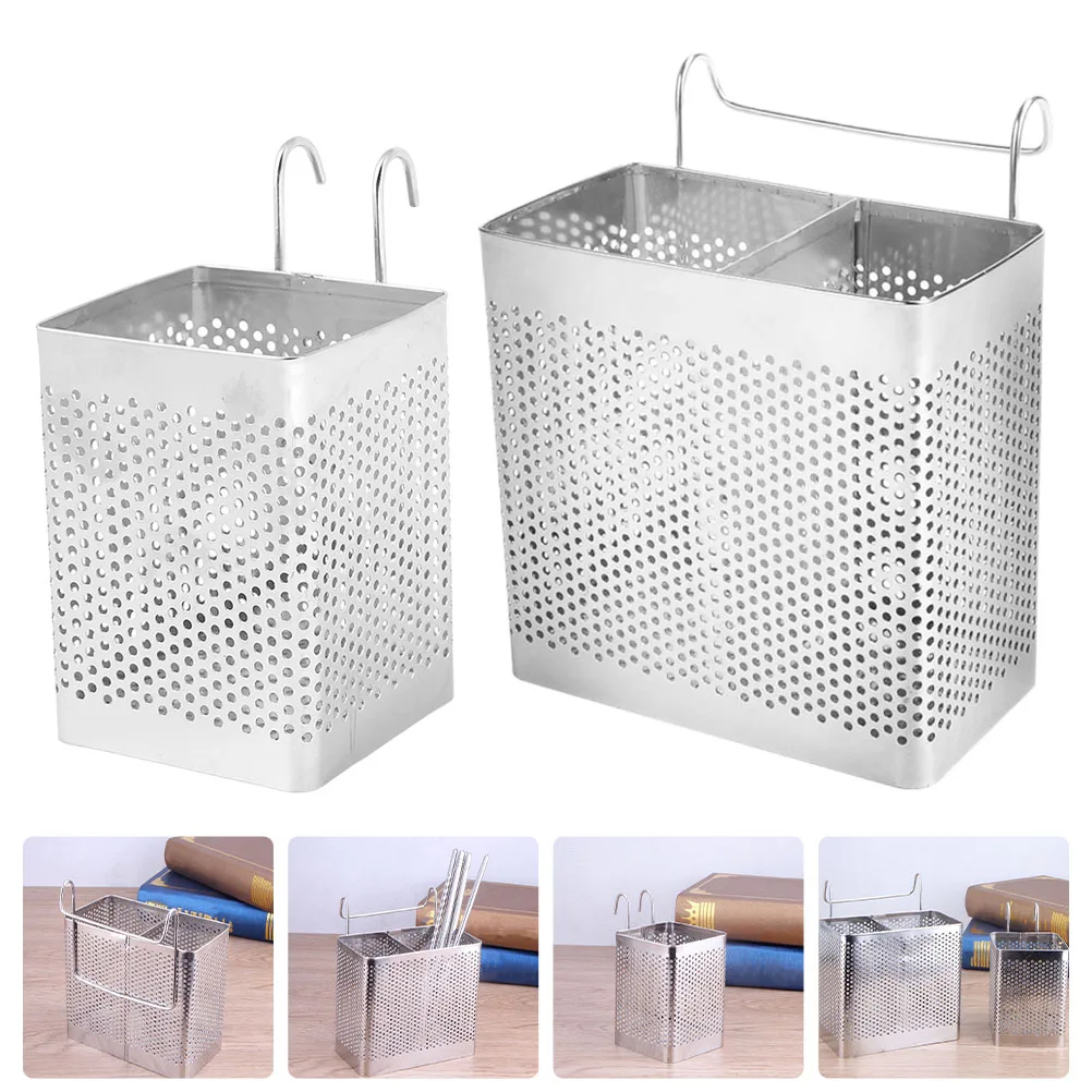 

2 Pcs Cutlery Holder Chopsticks Utensils Dishes Hangingsilverware Drainer Stainless