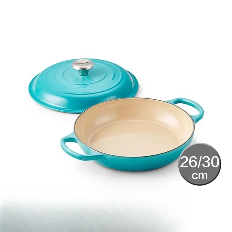 Cool color enamel cast iron pot, shallow pot, short pot, seafood pot 26cm 30cm