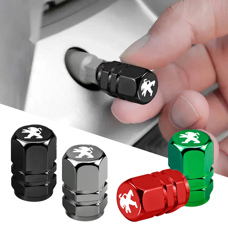 4Pcs Car Wheel Laser Tire Valve Caps Logo Dust Cover Accessories For Peugeot 206 307 308 3008 207 208 407 508 2008 5008 107 106