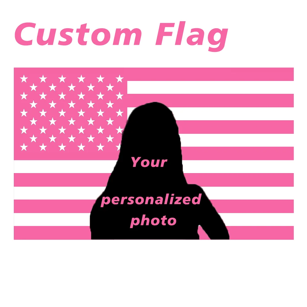 Custom American Pink Flag Tapestry Customized Banner Wall Hanging Personalized Backdrop With Photo&Text Poster Decor