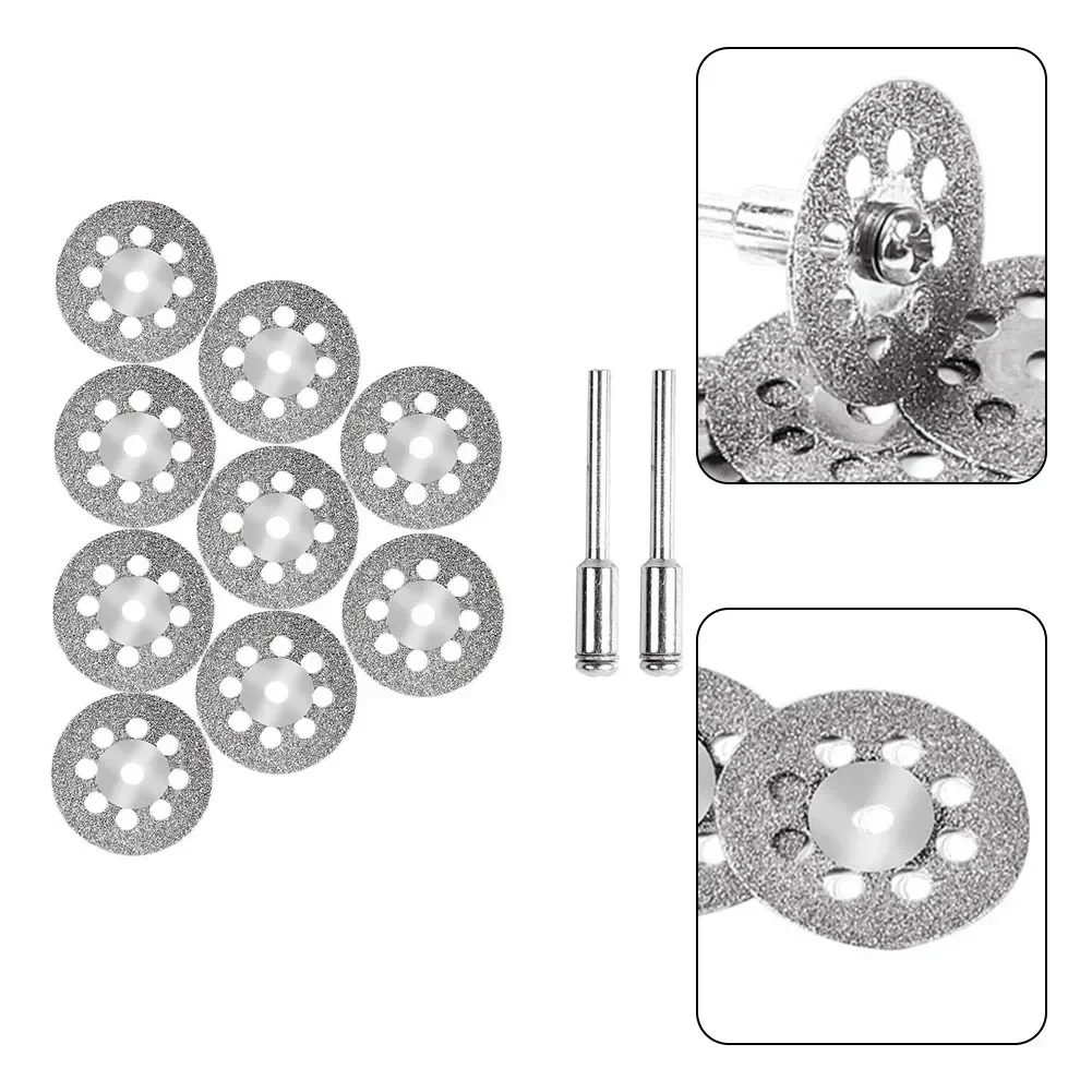 Roue de coupe diamantée avec mandrin de 3mm, lame de scie circulaire, disque de coupe, accessoire pour outil électrique, meules convertibles, 22mm, 10 pièces