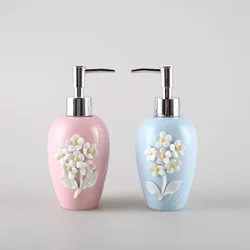 330ml ceramic lotion bottle stereoscopic relief flower sub bottle pink blue small fresh simple hand sanitizer soap dispenser