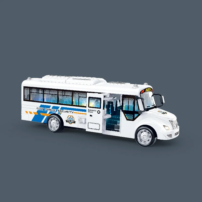 Bus Model Car Light and sound For Children Toys Kids Toy Cars Miniature Game Vehicle Inertia Wheel Boys Birthday Gift B200