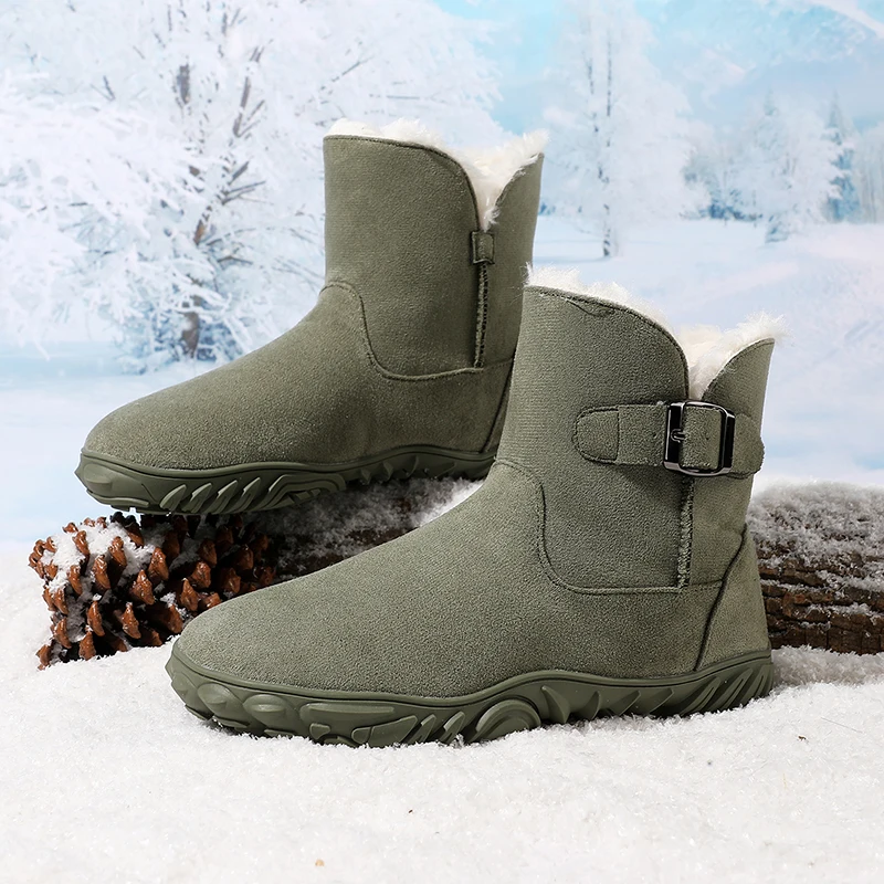 New Winter Booties Outdoor Waterproof Barefoot Boots For Men Ankle Boots Plush Warm Snow Shoes Non-slip Casual Sneakers Big Size