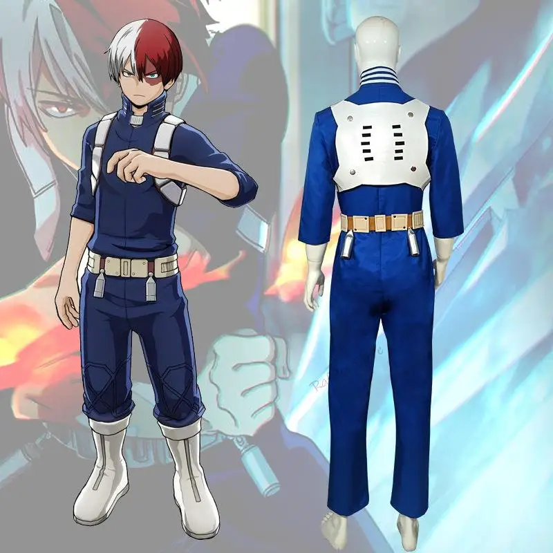 Anime Hero Shoto Todoroki Shoto Boku No Men Women Cosplay Costume Wig Top Pants Belt Men Halloween Academia Wig XS-XXXL