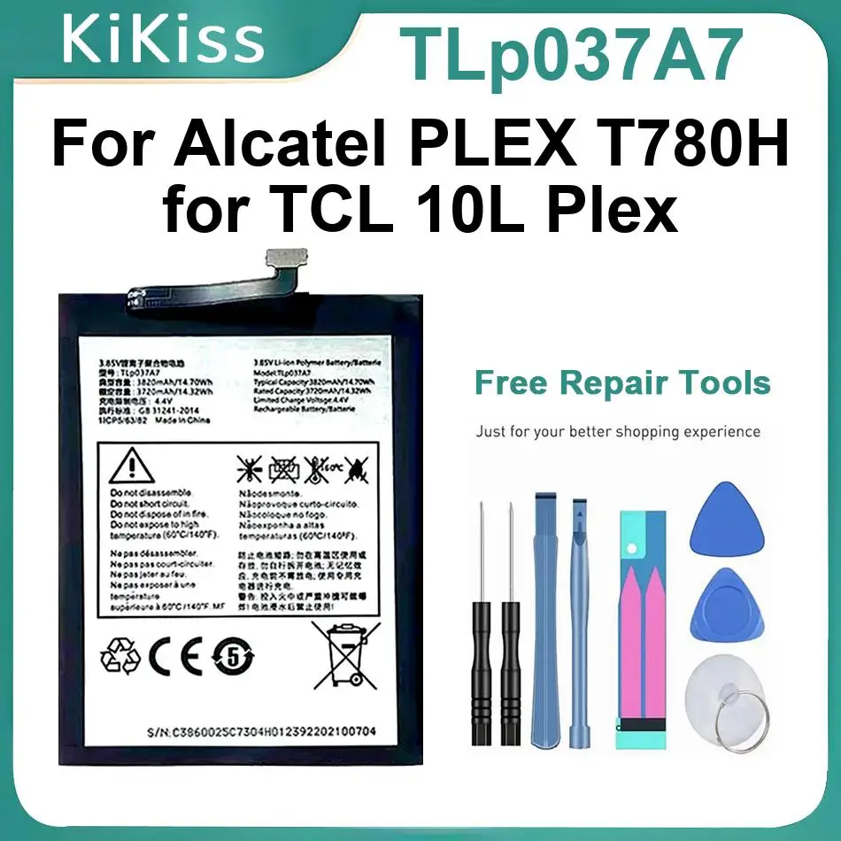 

Аккумулятор для мобильного телефона Tlp037a7 для Alcatel PLEX T780H TCL 10L Plex, сменные батареи