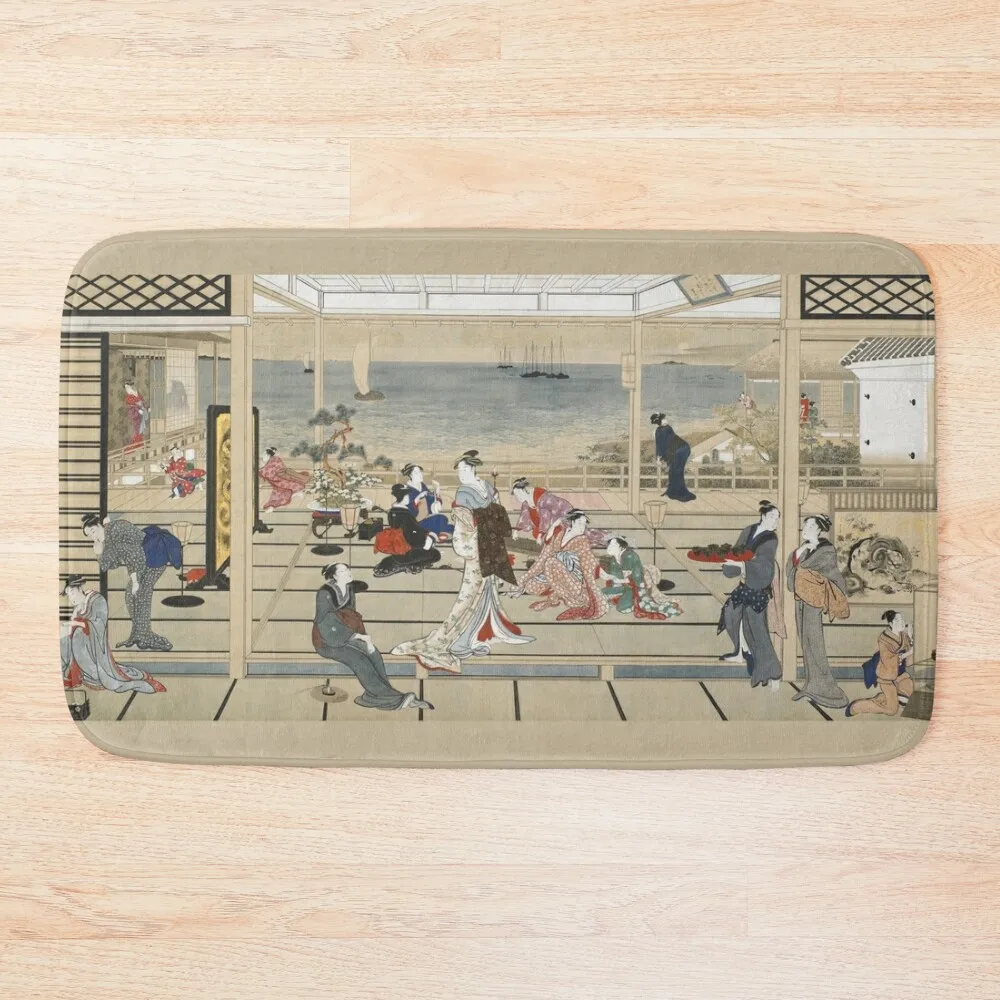

Kitagawa Utamaro: Moonlight Revelry, Remastered - Vintage Japanese Art Bath Mat Anti Slip Bath Stickers For Toilet Mat