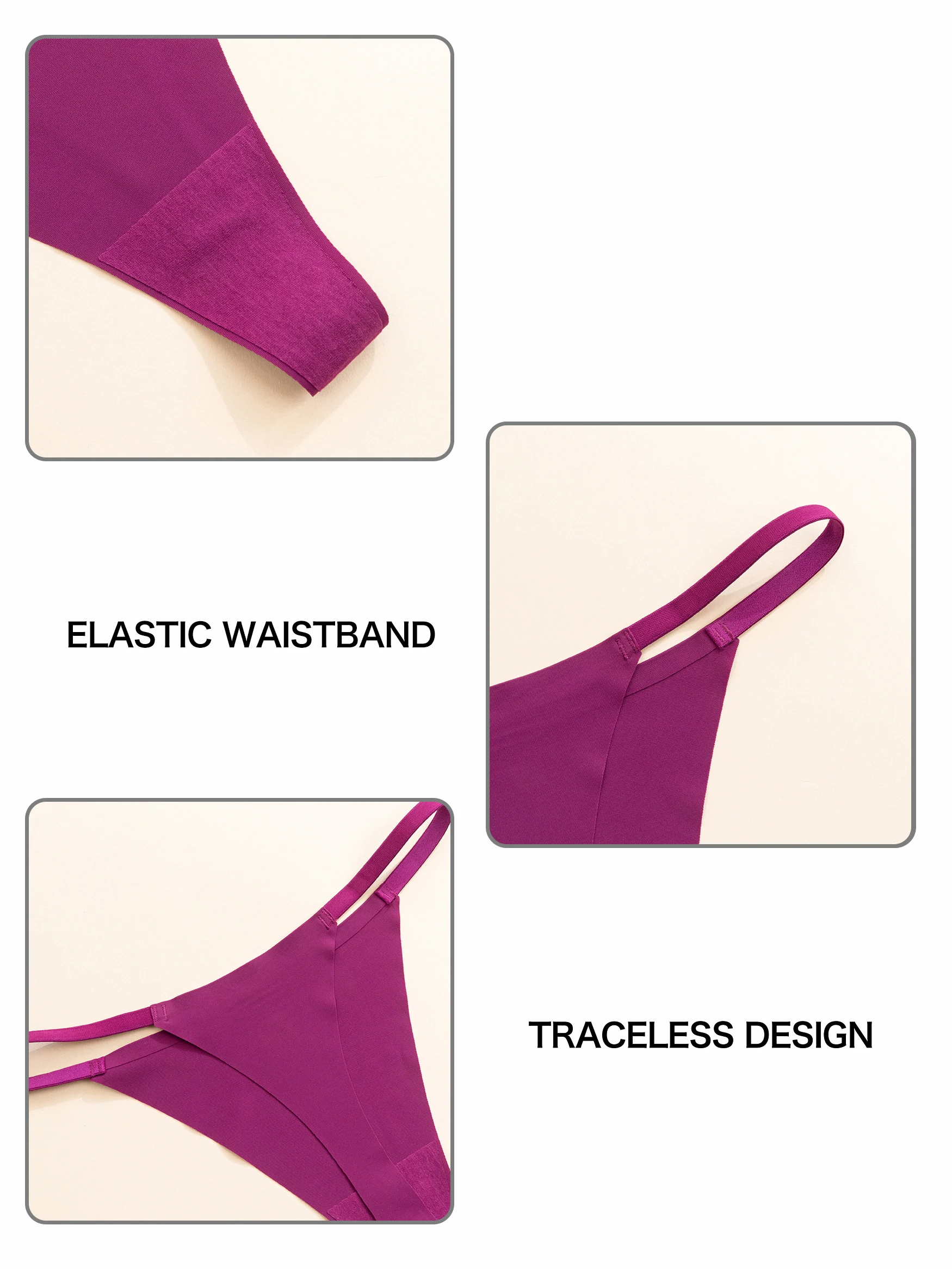 3ks dámské kalhotky sexy tanga jednobarevné kalhotky s nízkým pasem bezešvé tangá měkké spodní prádlo kalhotky spodní prádlo - náhled 6