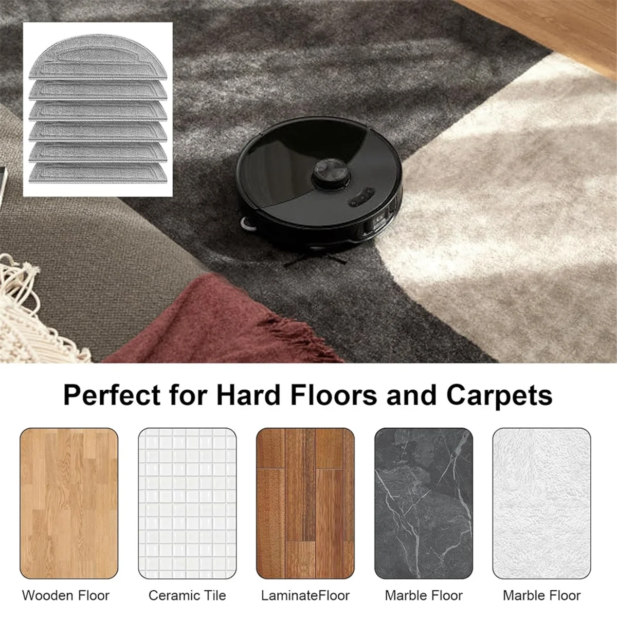 6Pcs Mopping Cloths Replacement Parts for Roborock S8 MaxV Ultra / S8 Max Ultra Robot Vacuum Cleaner Mop Pads