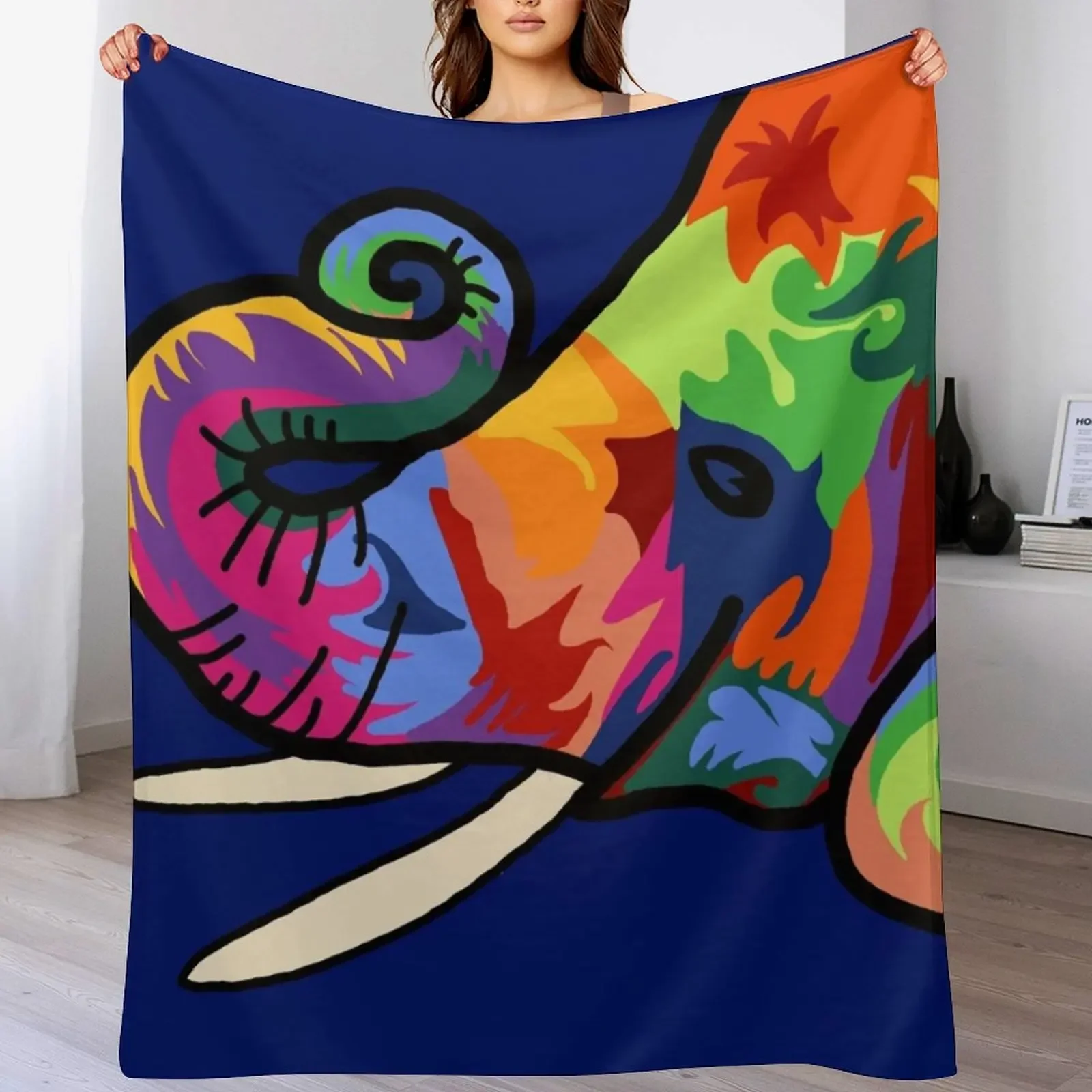 

Colorful Elephant Throw Blanket Plush Fuzzy Cozy Blanket for Couch Sofa