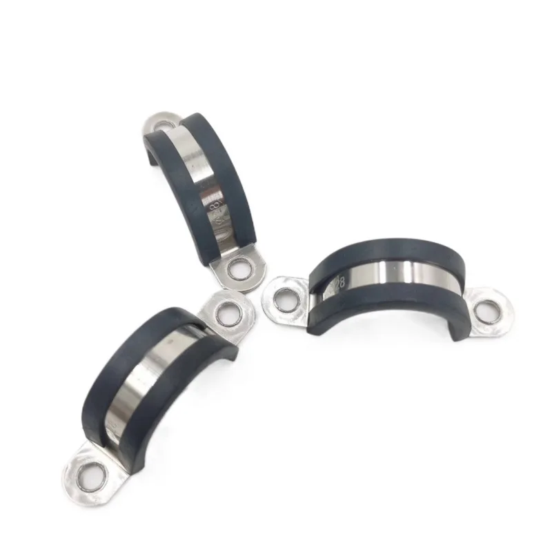 2pcs 6-65mm Reinforced Rubber Lined Saddle Hose Clamp Stainless  Steel U Shape Cable Pipe Clamp