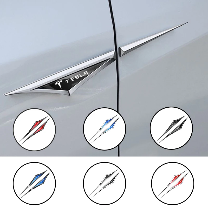 

2pcs Car Badge Side Door Fender Stickers Metal Car Stickers Car Decorations Suitable For Tesla Model 3 Model S Model X Model Y