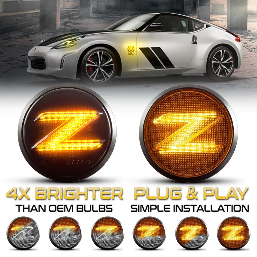 

2Pcs Led Dynamic Side Marker Light Turn Signal Sequential Blinker Indicator For Nissan 370Z Coupe Nismo Roadster Fairlady Z Z34