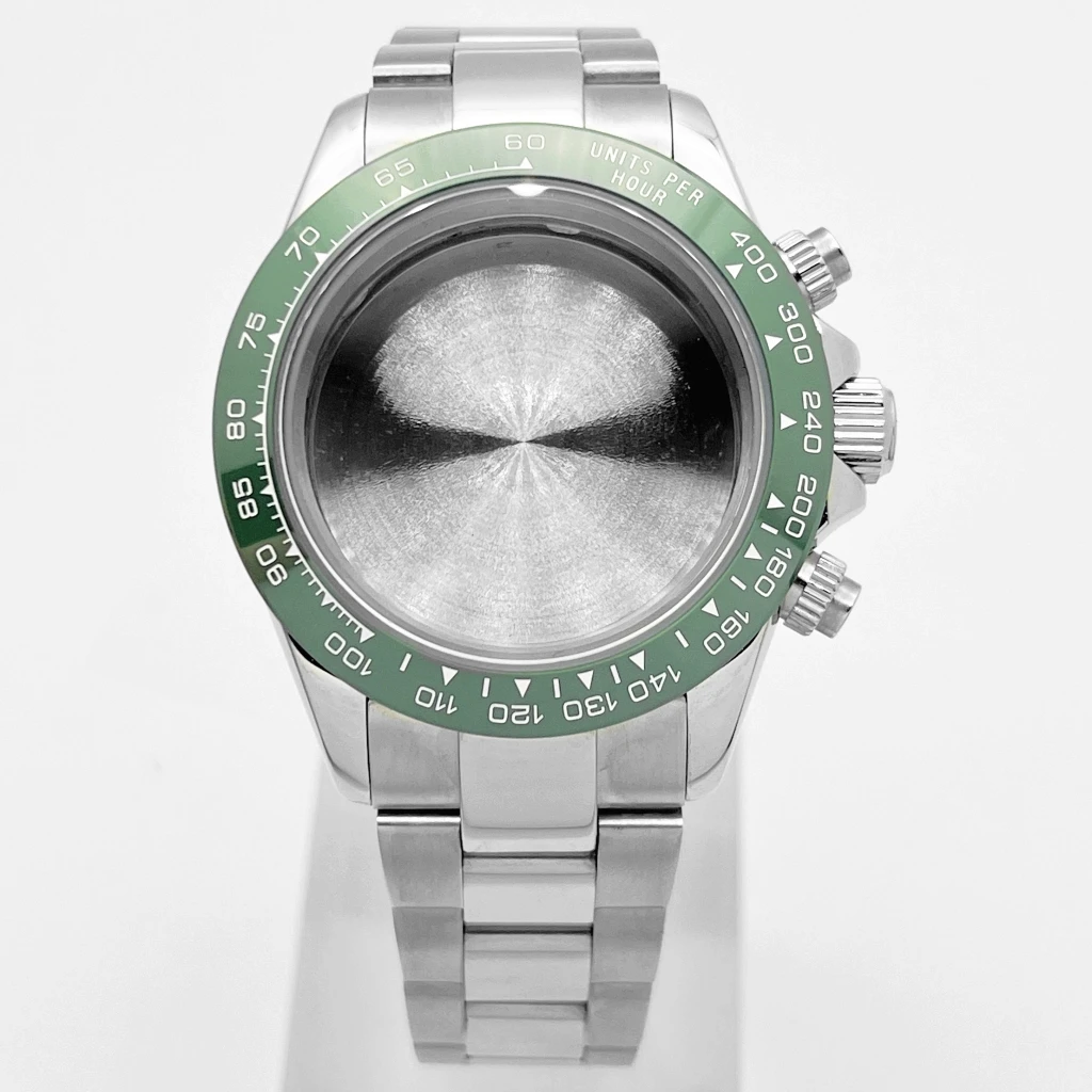 40mm VK63 Watch Case Stainless Steel Case With Stainless Steel Rubber Strap Fit VK63 VK64 Quartz Movement Watch Accessories Part