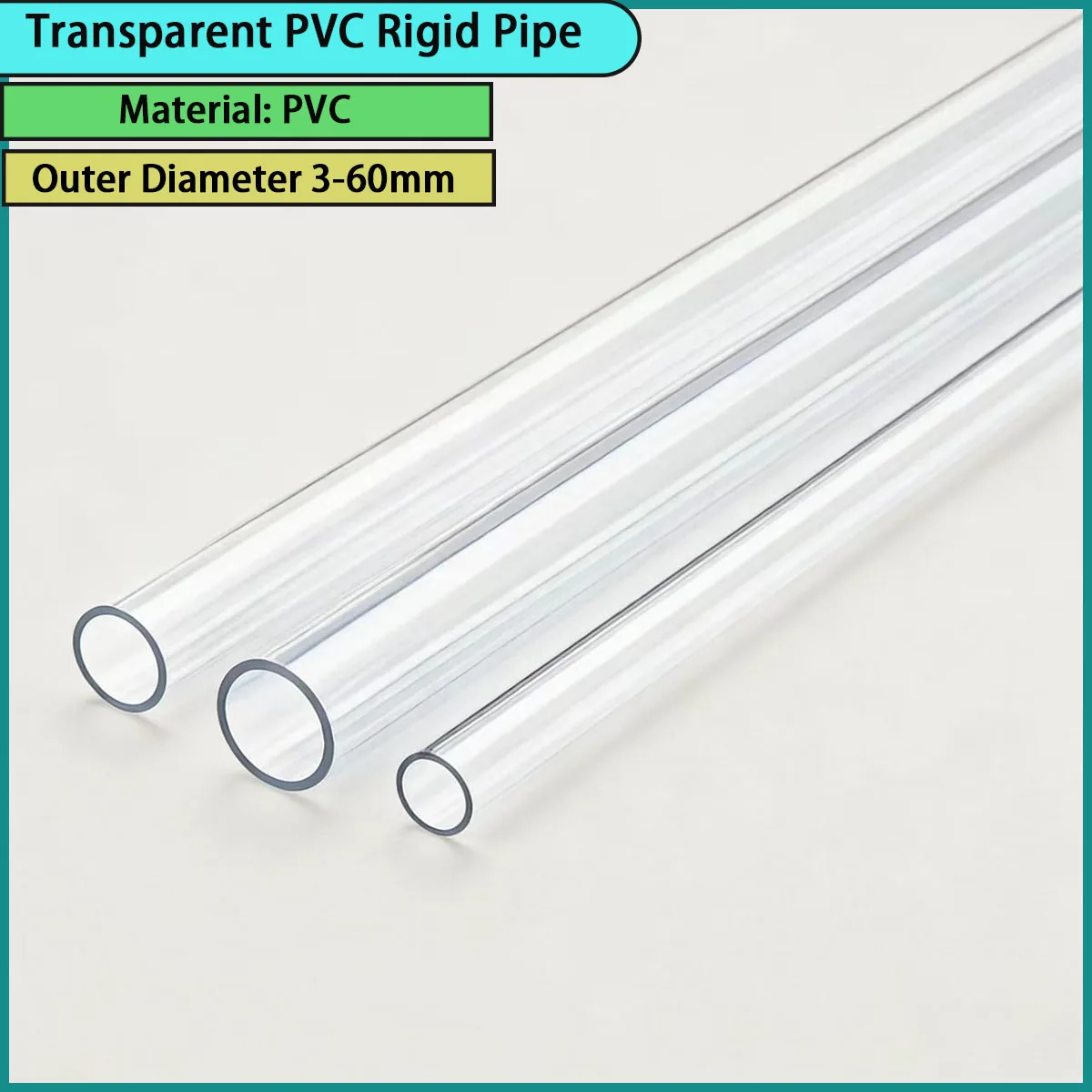 Tuyau rigide en PVC transparent avec un diamètre extérieur de 3 à 60 mm, utilisé pour le transport de fluides, les conduites d'observation, etc.