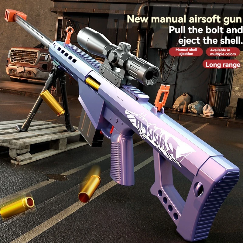Juguetes de Pistola de Airsoft, Rifle Barrett Manual con Expulsión de Balas Blandas, Pistola de Aire Comprimido para Adultos y Niños, Juego de Tiro al Aire Libre